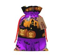 Sac de Noël avec cordon de serrage, idéal pour emballer des cadeaux pour Noël, Halloween et hibou, fantôme, 12,9 x 17,5 cm
