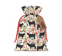 Sac de Noël avec cordon de serrage, idéal pour emballer des cadeaux pour Noël, Halloween ou Noël 12 x 17 cm