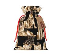 Sac de Noël avec cordon de serrage imprimé berger allemand 12,9 x 17,5 cm, idéal pour les adultes pour emballer des cadeaux pour Noël, Halloween