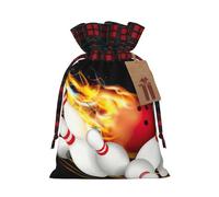 Sac de Noël avec cordon de serrage imprimé boule de bowling 12,9 x 17,5 cm, pour anniversaire de Noël, anniversaires, peut contenir des cadeaux