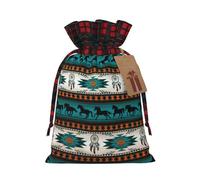 Sac de Noël avec cordon de serrage imprimé cheval 11,9 x 17,5 cm, pour anniversaire de Noël, anniversaires, peut contenir des cadeaux