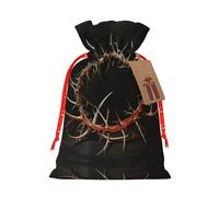 Sac de Noël avec cordon de serrage imprimé couronne d'épines de 12,9 x 17,5 cm, pour anniversaire de Noël ou anniversaire