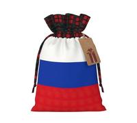 Sac de Noël avec cordon de serrage imprimé drapeau russe pour Noël ou anniversaire
