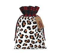 Sac de Noël avec cordon de serrage imprimé léopard de 12,9 x 17,5 cm, pour les anniversaires de Noël, les anniversaires, peut contenir des cadeaux