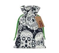 Sac de Noël avec cordon de serrage imprimé tête de mort, sacs pour emballage cadeau, pour mariage, Pâques, fête de vacances