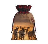 Sac de Noël avec cordon de serrage imprimé zèbre 11,9 x 17,5 cm, pour anniversaires de Noël, anniversaires, peut contenir des cadeaux