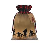Sac de Noël avec cordon de serrage imprimé zombie 11,9 x 17,5 cm, pour anniversaire de Noël, anniversaires, peut contenir des cadeaux