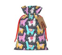 Sac de Noël avec cordon de serrage Motif alpaga indien 12 x 17 cm Idéal pour les adultes pour emballer des cadeaux pour Noël Halloween