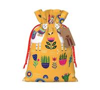 Sac de Noël avec cordon de serrage - Motif alpaga mignon - 12 x 17 cm - Idéal pour les adultes pour emballer des cadeaux pour Noël et Halloween