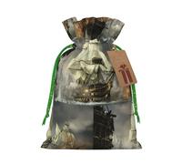 Sac de Noël avec cordon de serrage Motif bateau pirate