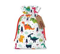 Sac de Noël avec cordon de serrage - Motif dinosaures colorés - 12 x 17 cm - Idéal pour les adultes pour emballer des cadeaux pour Noël et Halloween