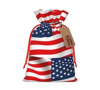 Sac de Noël avec cordon de serrage Motif drapeau américain 12 x 17 cm Idéal pour les adultes pour emballer des cadeaux pour Noël Halloween