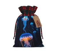 Sac de Noël avec cordon de serrage, motif méduses et océans, 11,9 x 17,5 cm, pour anniversaire de mariage, cadeau