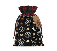 Sac de Noël avec cordon de serrage - Motif pattes de chien - Couleur assortie - 12 x 17 cm - Pour Noël et Halloween