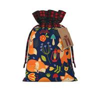 Sac de Noël avec cordon de serrage - Motif renard - Couleur assortie - 12 x 17 cm