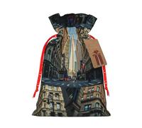 Sac de Noël avec cordon de serrage Motif rues de New York 12 x 17 cm Idéal pour les adultes pour emballer des cadeaux pour Noël Halloween