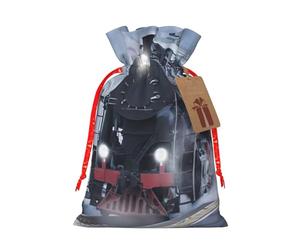 Sac de Noël avec cordon de serrage Motif train à vapeur Depart Sunset avec étiquette kraft 11,9 x 17,5 cm pour emballage de cadeaux d'Halloween