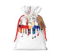 Sac de Noël avec cordon de serrage pour clavier de piano coloré - 12 x 17 cm - Idéal pour emballer des cadeaux pour Noël et Halloween