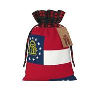 Sac de Noël avec cordon de serrage pour fête d'anniversaire de Noël Motif drapeau de la Géorgie 12 x 17 cm