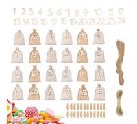 Sac de Noël De L'Avent: Calendrier De Compte À Rebours De 24 Jours avec Chiffres, Collection De Sacs Fêtes, Ensemble De Sacs-Cadeaux De Noël, Tissu Réutilisable avec Fermeture À Cordon |