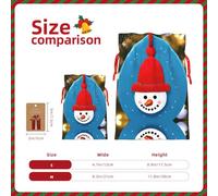 Sac de Noël en carton imprimé bonhomme de neige avec cordon de serrage pour cadeaux de Noël, décoration de fête