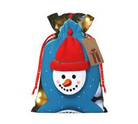 Sac de Noël en carton imprimé bonhomme de neige avec cordon de serrage pour cadeaux de Noël, décoration de fête