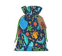 Sac de Noël en forme de baleine de l'océan, poisson, pieuvre, cadeau de Noël, panier à collations, corbeille à cordon de serrage pour mariage, fête, emballage cadeau