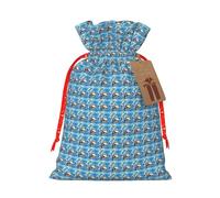 Sac de Noël festif avec cordon de serrage Motif oiseau pélican Bleu