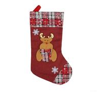 Sac de Noël festif avec imprimé de vacances de dessin animé, fabriqué à partir de tissu, comprend une boucle pour accrocher au sapin ou au mur, spacieux pour contenir des S (élan)