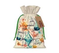 Sac de Noël festif imprimé chimie avec cordon de serrage réutilisable pour cadeaux de Noël