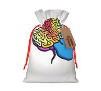 Sac de Noël imprimé cerveau gauche et droit avec cordon de fermeture, 12 x 17 cm pour emballage cadeau d'anniversaire de fête de Noël