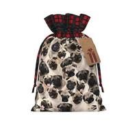 Sac de Noël imprimé chien 1 couleur assortie avec cordon de serrage pour fête d'anniversaire de Noël, 12 x 17 cm