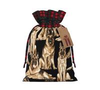 Sac de Noël imprimé chien berger allemand couleur assortie avec cordon de serrage pour fête d'anniversaire de Noël, 12 x 17 cm