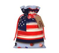 Sac de Noël imprimé drapeau américain feu d'artifice 4 juillet Sac cadeau de Noël pour décoration saisonnière Emballage cadeau