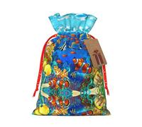 Sac de Noël imprimé océan tropical poisson corail monde sous-marin sac cadeau de Noël pour décoration saisonnière emballage cadeau