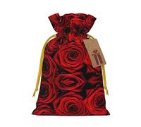 Sac de Noël imprimé rose rouge avec cordons de serrage, sacs pour emballage cadeau, pour mariage, Pâques, fête de vacances