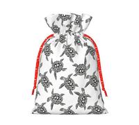 Sac de Noël imprimé tortues de mer avec cordon de serrage pour cadeaux de vacances, sac de décoration de fête