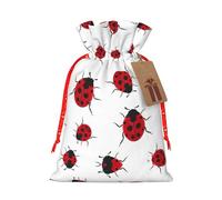 Sac de Noël mignon avec cordon de serrage Motif coccinelle 12 x 17 cm Pour fête de Noël Emballage cadeau d'anniversaire