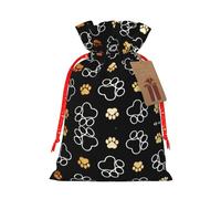 Sac de Noël pratique avec cordon de serrage Motif empreintes de pattes de chien 12 x 17 cm