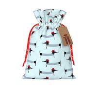 Sac de Noël pratique avec cordon de serrage Motif teckel parisien 12 x 17 cm