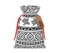Sac de Noël pratique avec cordon de serrage Motif tortue ethnique 12 x 17 cm