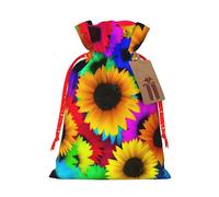 Sac de Noël pratique avec cordon de serrage Motif tournesol arc-en-ciel 12 x 17 cm