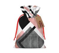Sac de Noël pratique avec cordon de serrage Motif triangle abstrait rayé 11,9 x 17,5 cm pour Noël Halloween