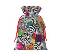 Sac de Noël pratique avec cordon de serrage Motif zèbre 12 x 17 cm