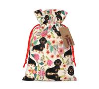 Sac de Noël pratique avec cordon de serrage pour chien Motif floral 12 x 17 cm