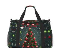 Sac de nuit imprimé arbre de Noël et boule pour homme et femme Sac à bandoulière pour voyage essentiel, noir, One Size