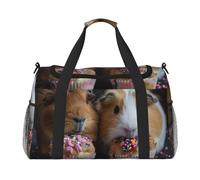 Sac de nuit imprimé cochons d'Inde et cupcakes pour homme et femme - Sac à bandoulière pour voyage essentiel, noir, One Size