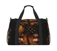 Sac de nuit imprimé drapeau américain avec bottes de cowboy Sac de week-end Sac à main d'entraînement Sac de yoga Sac de sport Sac de sport Sac de sport Sac pour articles personnels pour Audlts, Noir