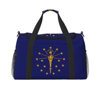 Sac de nuit imprimé drapeau de l'Indiana State Sac de week-end Sac à main Sac de yoga Sac de sport Sac de sport Sac de sport Sac de sport Sac pour articles personnels pour Audlts, Noir , Taille unique