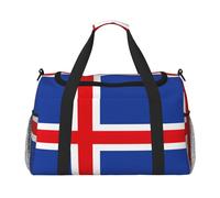 Sac de nuit imprimé drapeau de l'Islande pour homme et femme Sac à bandoulière pour voyage essentiel, noir, One Size